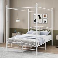 Dvigulės lovos su baldakimu rėmas Dvigulė lova Metalinis lovos rėmas Lamelinis rėmas Miegamojo baldai Dvigulė lova Balta 120 x 200 cm
