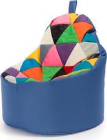 Ecopuf - Yoko Patchwork Pouf Fotelis Lauko - Pupelių maišas vaikų kambariui - Vandeniui atsparaus audinio maišas - Atsipalaidavimo kėdė - Namų dekoras - Fotelio dydis XL - 70 x 75 cm, Mix/Blue
