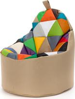 Ecopuf - Yoko Patchwork Pouf Fotelis Lauko - Pupelių maišas vaikų kambariui - Vandeniui atsparaus audinio maišas - Atsipalaidavimo kėdė - Namų dekoras - Fotelio dydis XL - 70 x 75 cm, Mix/Cappuccino
