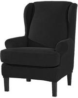 Elastinis sparno kėdės dangtelis Stretch Jacquard Sofa apima 2 dalių Spandex Wingback Slipcovers už fotelį (juoda)