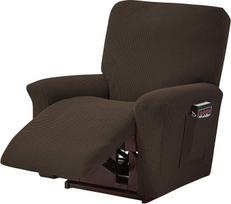 Ele ELEOPTION "Recliner Sofa Cover", "Stretch Recliner Chair Cover", "Spandex Jacquard" 4 dalių "Recliner Chair" dangtelis, "Stretch" dangtelis poilsio kėdei, poilsio kėdei, masažo kėdei (rudas)