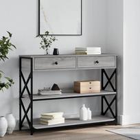 Eleganter Konsole Holztisch Grau Sonoma, 100 x 28 x 75 cm - Flur & Wohnzimmer Model834193