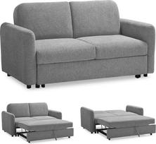 EVERGREENWEB Sofa lova, 2 vietų lova, sofa su miego funkcija, pilkas audinys, reguliuojamas atlošas su dvigubu paminkštinimu, sofa su išskleidžiamu šezlongu, sulankstoma sustiprinta konstrukcija, Nelly
