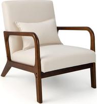 FANTASK fotelis, šiuolaikinė viengulė medinė sofa su porankiais, minkštas svetainės fotelis, skirtas svetainei, miegamajam, 65 x 79 x 77 cm, smėlio spalvos