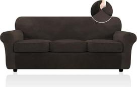 FestiCorp Velvet Sofa Sofa apima Slipcovers su 3 pagalvėlės Stretch 4 gabalai Couch Cover storio baldų dangteliai šunims augintiniai Sofa Brown