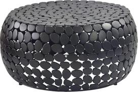 FineBuy Kavos staliukas aliuminio juodas apvalus 66 x 32 cm - dizaino sofos staliukas svetainėje - modernus svetainės stalas metalinis - apvalus svetainės staliukas - aliuminio staliukas rankų darbo