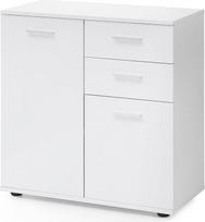 FineBuy Komoda su durelėmis ir stalčiais, 71 x 78 x 35,5 cm, medinė spintelė, moderni, universali spintelė, maža, staliukas, matinė, komoda, prieškambario baldai