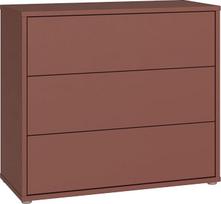 Forte Alice Springs Komoda 100, modern-minimalistisch, 3 Schubladen, Wohn-/Schlafzimmer, Holzwerkstoff, Terrakotta, 94,8 cm breit x 83,1 cm hoch x 41,5 cm tief