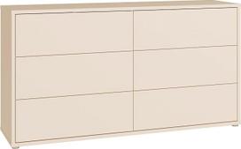 Forte Alice Springs Komoda 150 160, modern-minimalistisch, 6 Schubladen, Wohn-/Schlafzimmer, Holzwerkstoff, Kaschmir Beige, 154,5 cm breit x 83,1 cm hoch x 41,5 cm tief