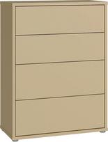 Forte Alice Springs Komoda 70 80, modern-minimalistisch, 4 Schubladen, Wohn-/Schlafzimmer, Holzwerkstoff, Buttergelb, 74,5 cm breit x 99,1 cm hoch x 34,9 cm tief