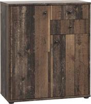 FORTE Tempra 2 komoda su 2 durelėmis ir 2 stalčiais, inžinerinė mediena, senovinio stiliaus, 73,7 x 85,5 x 34,8 cm (plotis x aukštis x gylis)