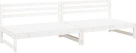 Garten-Mittelsofas 2er Set 120x80 cm Weiß Massivholz Kiefer Latten-Design Modernes Outdoor Lounge Sofa für Terrasse Balkon und Garten