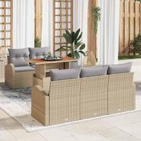 Gartenmöbel Set 6-teilig Schwarz Creme Garten Sitzgruppe Lauko sofos komplektas su kilimėliais ir staltiese