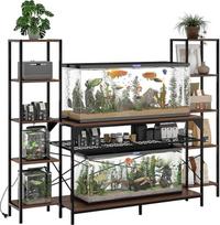 Garvee Robustes Wohnzimmermöbel-Set für Aquarium & Terrarium - 4 Ebenen, 12 Beine, bis 860kg Tragkraft, integrierte Steckdose, Regal - Für 20-90 Gallonen Becken - Farbe: Spalva: Schwarz + Braun