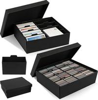 GBKDQQQ 2 nuotraukų dėžučių pakuotė, nuotraukų dėžutė su dangteliu, 34 x 27 x 12 cm nuotraukų organizatorius su 8 skyriais ir etiketėmis 10 x 15 cm nuotraukoms, sėkloms, rankdarbiams, lipdukams (juoda)