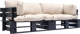 Gecheer 2-TLG. Lauko sofos komplektas Paletten Kissen Sandfarben Kiefernholz, Polstersofa Gepolsterte Couch für Wohnzimmer Apartment Büro Gästezimmer277417