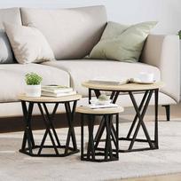 Gecheer Nesting Side Table 3 Pieces Sonoma Oak, sofos stalai, kavos staliukai, šoniniai staliukai gyvenamajame kambaryje, palėpėje, namų biure, balkone, 868256