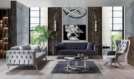 Generisch Chesterfield Sofa Diva 3-3-1 Velvet Sofa Gyvenamasis kambarys Sofos ir sofos Gyvenamasis kraštovaizdis