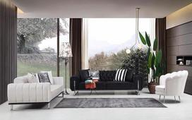 Generisch Chesterfield Ember Sofų komplektai 3-3-1 Išskirtinės aksomo audinio sofos ir kušetės Gyvenamoji zona su miego funkcija Aksominė sofa
