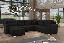 Generisch Kronos 07 Captain Sofa Couch Set Corner Sofa U su miego funkcija Polyether Foam Medinis rėmas Plotis 314 cm Gylis 217 cm Juoda