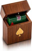 Gimtadienio dovanų idėjos Rankų darbo klasikinis medinis žaidimo kortų laikiklis Deck Box Storage Case Organizatorius su aukščiausios kokybės "Ace" žaidimo kortelėmis Jubiliejinės namų šildymo dovanų idėjos (Spade)