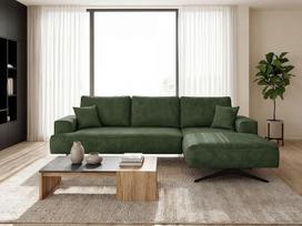 GRAINGOLD Leto kampinė sofa 260 x 165 cm, "L" formos sofa, kampinė sofa svetainei, veliūrinis audinys, 3 vietų kampinė sofa, modernus dizainas (žalia, dešinė)
