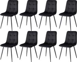 GrandCA HOME 8 valgomojo kėdžių rinkinys Velvetas minkšta sėdynė Modernios virtuvės kėdės su metalinėmis kojomis Juoda HL