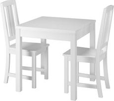 Gražus valgomojo komplektas su stalu ir 2 kėdėmis iš pušies masyvo 90.70-50 C Washed White W-Set 22