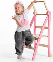 Goodevas Montessori medinės mokymosi kopėčios, taupančios vietą, sulankstomos mokymosi kopėčios, taburetės vaikams, sulankstomi vaikų laiptai, mokymosi kopėčios su apsauga nuo pakrypimo