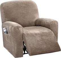 H.VERSAILTEX 4 vnt. aksominių įtempiamų kėdžių užvalkalų 1 pagalvėlei Sofa Slipcovers Baldų užvalkalai pritaikyti stori stori minkšti skalbiami (maži, Taupe)