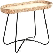 HAKU Möbel šoninis staliukas Natūralus juodas metalas fanera pintos pintinės Matmenys W 70 cm x H 55 cm x D 33 cm Stilius: Bohemiškas
