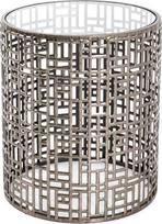 HAKU šoninis staliukas Apvalus bronzos spalvos metalinis staliukas su 8 mm apsauginiu stiklu Matmenys Aukštis 45 x Skersmuo 38 cm Stilius: Art Deco stilius