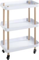 HAKU šoninis staliukas iš medžio masyvo ant ratukų Natūralus metalas Baltas riedantis kavos staliukas Sofos staliukas Matmenys W 50 x H 76 x D 30 cm Stilius: Modernus