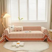 HANDONTIME Chenille Couch Cover Geometrinis audimo sofos mesti Slipcovers už sofos sofos Slipcovers už fotelio Pet Couch Protector kėdės dangteliai šunims katėms skalbiami oranžinė:180.3