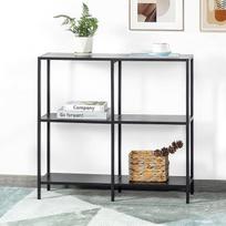HDANI Metalinis konsolinis staliukas su 3 lentynomis, sofos staliukas, siauras konsolinis staliukas, modernus stilius, tinka prieškambariui, svetainei, miegamajam (juodas, 80 x 25 x 75 cm)