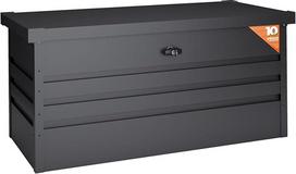 Hoggar - Metalinė sodo dėžė XL 450 litrų - Tvirtas 0,40 mm storis - Atsparus oro sąlygoms lauke - Komplekte yra raktai - Atlenkiamas dangtis - Komplekte yra pagrindas - Sodo skrynia atspari vandeniui - 120 x 61 x 62 cm