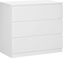 HOMCOM 3 stalčių komoda Miegamojo komoda Paprastas saugojimas Modernus stilius Minkštas uždarymo mechanizmas miegamajam Svetainė 80 x 39 x 73 cm Balta