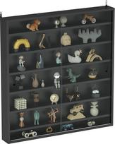 HOMCOM 7 pakopų sieninė vitrina su 6 reguliuojamomis lentynomis, stiklinėmis durelėmis, skirta namų biuro papuošalams 83 x 80 cm, juoda