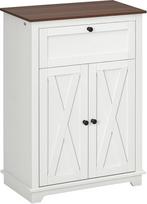 HOMCOM Daugiafunkciniai bufeto baldai, 2 durelės su reguliuojama lentyna, 1 stalčius, kaimiško stiliaus, matmenys 60 W x 30 D x 87,5 H cm, miegamasis, svetainė, balta