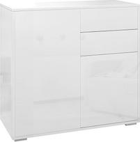 HOMCOM Sandėliavimo spintelė Komoda su 2 stalčiais ir 2 durelėmis Reguliuojamos lentynos svetainei Virtuvė Miegamasis 79 x 36 x 74 cm Blizgi balta