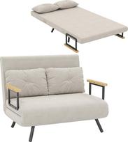 HOMCOM sofa-lova, sulankstoma lova su lovos funkcija, atlošiama kėdė su atlošu, minkšta sofa su reguliuojamu atlošu, aksominė, 102 x 73 x 81 cm, smėlio spalvos