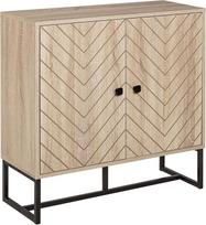 HOMCOM šoninė spinta, 2 durys, medinės ir metalinės kojelės - juoda, matmenys: 80 x 29,5 x 80 cm (ilgis x plotis x aukštis)