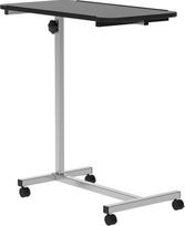 HOMCOM šoninis staliukas su ratukais, reguliuojamo aukščio sofos staliukas su metaliniu rėmu, 20 kg apkrova, skirtas miegamajam, svetainei, biurui, 77 x 40 x 76-100 cm, juodos ir sidabrinės spalvos