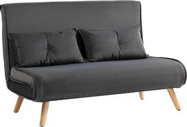 HOMCOM sofa-lova "3-in-1" su 2 sėdimomis vietomis ir miego funkcija, sulankstoma sofa-lova 190 x 120 cm, 5 kryptimis reguliuojamas atlošas, juosmens pagalvėlė, aksomo išvaizda, skirta svetainei, tamsiai pilka
