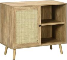 HOMCOM Virtuvės bufetas "Buffet" Svetainės virtuvės bufetas su rotango durelėmis ir 2 lentynomis valgomajam 80 x 39 x 70 cm Natūralus