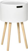 HOMCOM Apvalus staliukas su skandinaviško dizaino kavos staliuku Nakties staliukas su dėklu biurui Svetainei Miegamajam MDF pušies mediena Baltas + Natūralus 38 x 38 x 63 cm