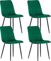 Home Collective Minkšta valgomojo kėdė Svetainės kėdė Patogi ir patvari konstrukcija su žalio aksomo sėdyne ir juodai dažyto metalo kojomis 90 cm aukščio 120 kg keliamoji galia 4 vnt.