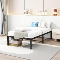 HOMERECOMMEND 90 x 200 cm metalinis lovos rėmas, su metaliniu skersiniu rėmu, lengvai surenkamas, daug vietos daiktams laikyti, juodas lovos rėmas