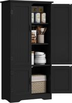 HOMCOM Virtuvės bufetas Šiuolaikinė virtuvės spintelė Multi Shelf 2 spintelės 3 lentynos MDF medžio drožlių plokštė Juoda