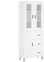 Homgoday Highboard, šoninė spinta Highboard su stalčiais / lentynomis ir durelėmis, aukšta spinta Buffet Console Cabinet Svetainės miegamojo miegamojo biuro baldai Juoda 69,5 x 34 x 180 cm Medienos medžiaga 135